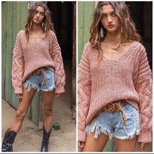 The MARILYN Marled Deep V Sweater